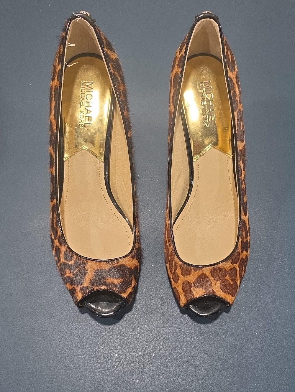 MICHAEL Michael Kors Leopard Print Peep-Toe Heels- Brown & Black Women Shoes.